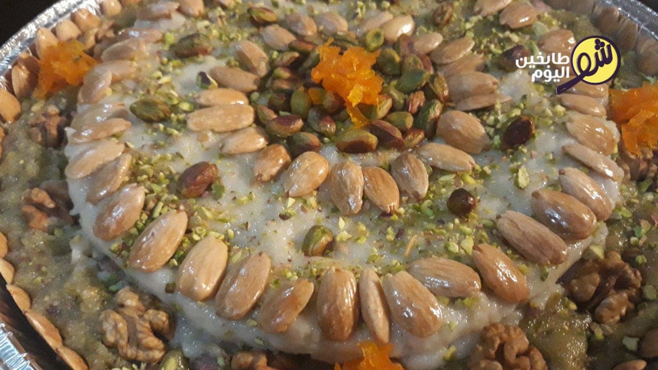 Pistachio Mdlouqa with Vegan Ashta