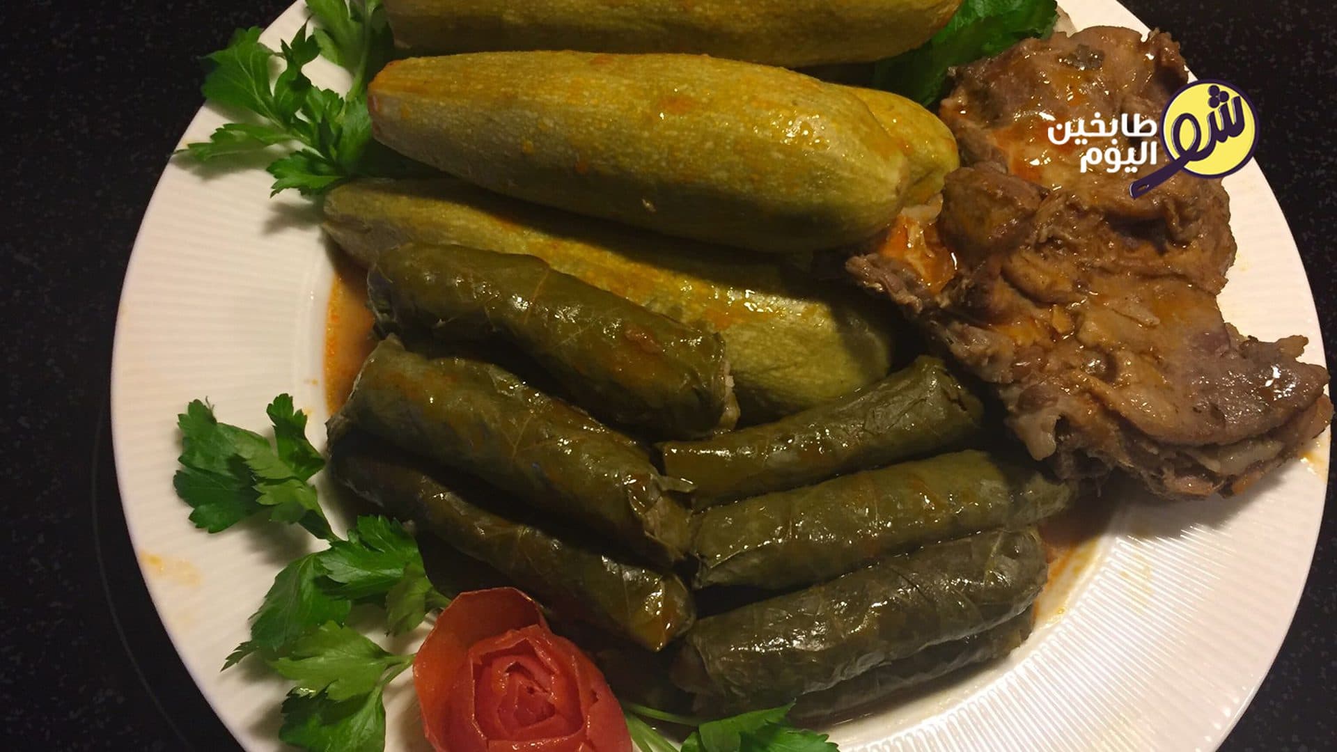 Stuffed Zucchini and Grape Leaves with Lamb