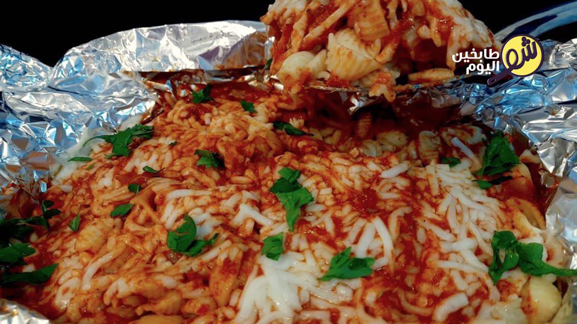Tin-Foil Pasta with Red Sauce and Cheese