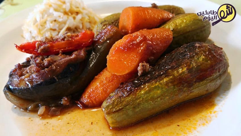 كوسا وباذنجان شيخ المحشي بثلاث ملاعق زيت