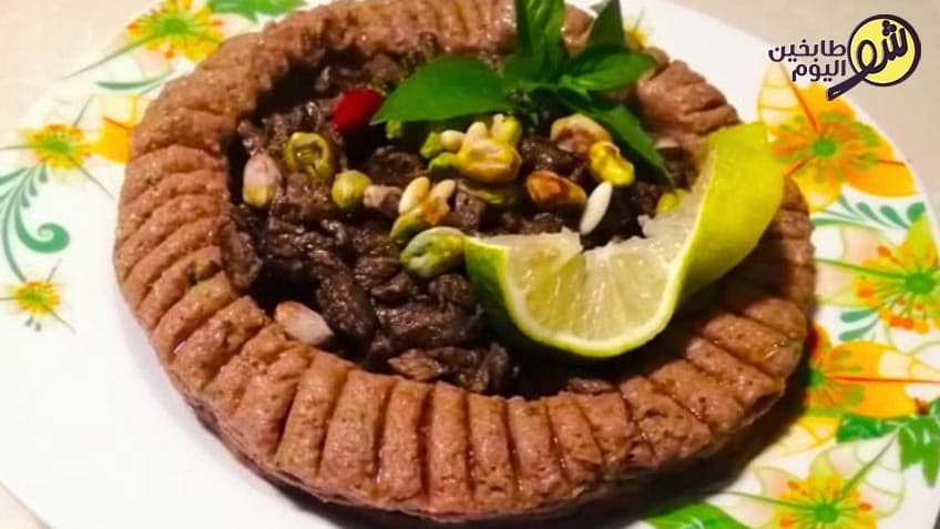 كبة نية مع لحمة مقلية